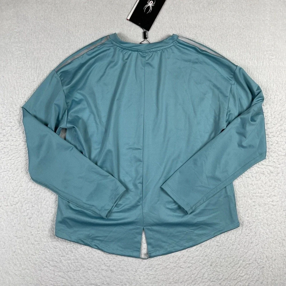 Spyder Shirt Womens Medium Blue Active Workout Reflective Outdoors‎ Run Hike Jog